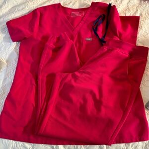 Green and pink two sets of figs